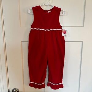 New! Petit Ami Romper. Red Corduroy. Size 18 Months. Holiday/Christmas Romper.